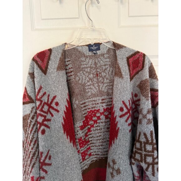 American Eagle Outfitters Aztec Pattern Short Sleeve Poncho One Size Fits All - Picture 2 of 6